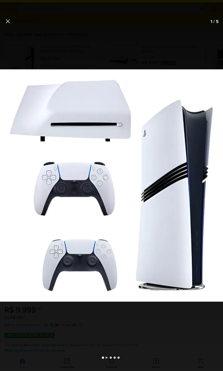 Playstation 5 Pro Digital 2TB com leitor e 2 controles — Console PS5 Pro